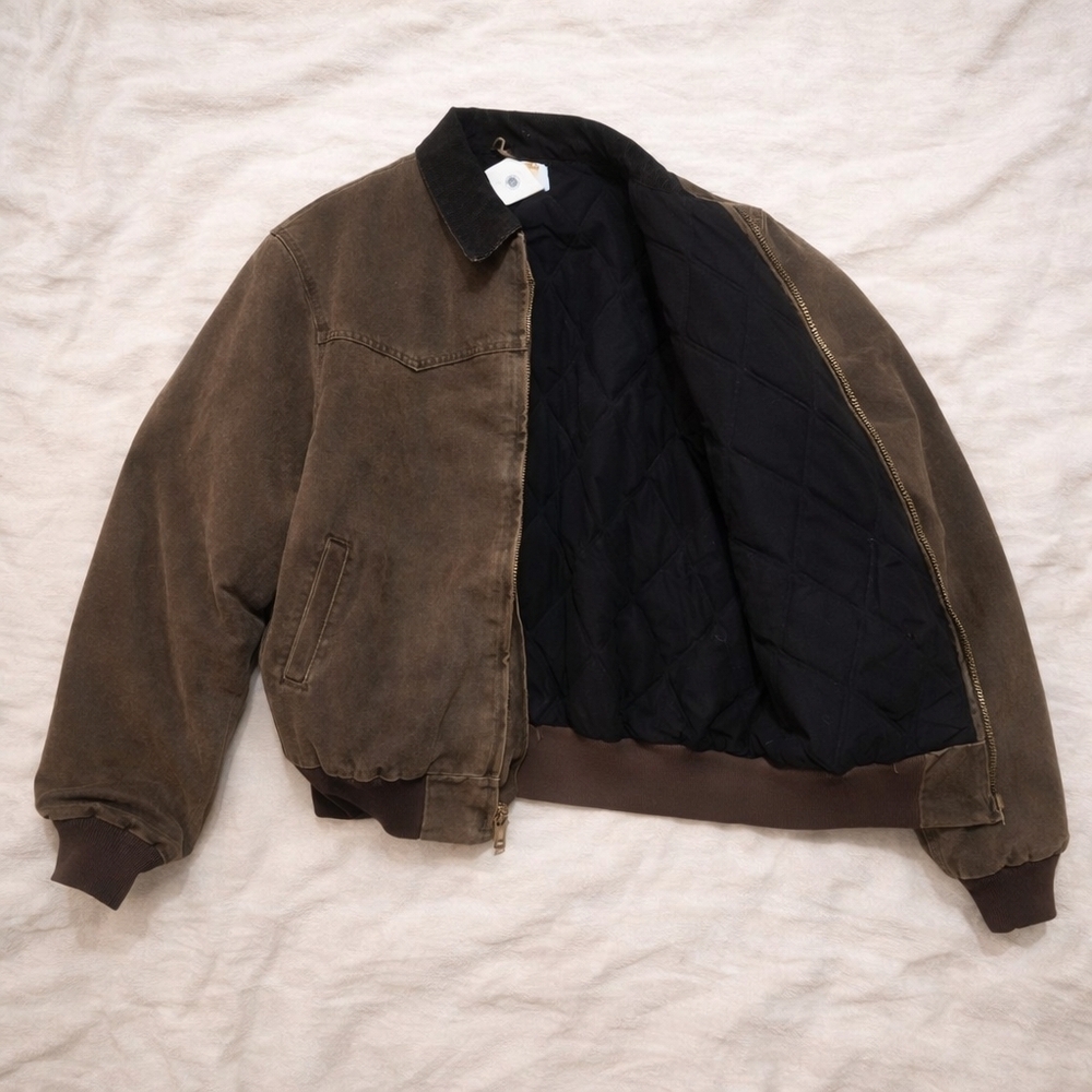 Carhartt J14 CHT Detroit Jacket Brown Duck Canvas Blanket Lined Tall XL Vintage - Picture 2 of 5